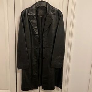 Coach long leather coat, medium